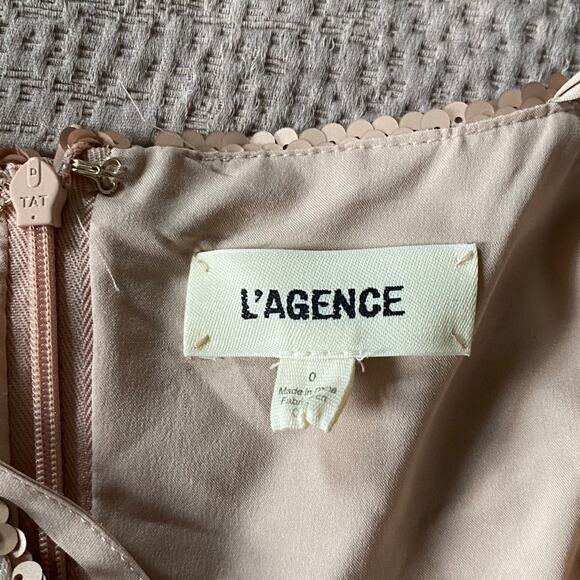 L'AGENCE Femme Sequin Cutout Midi Rose Gold Dress Size 0 - Picture 8 of 9